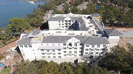 Arial Construction View of Bayshore Independent & Assisted Living on Hilton Head Island