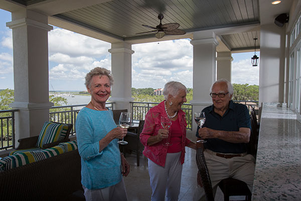 Senior Living Residents enjoying the Terrace at Bayshore on Hilton Head Island