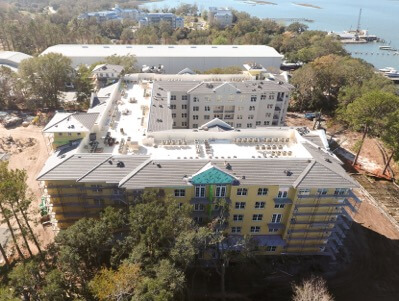 Arial Construction View of Bayshore Independent & Assisted Living on Hilton Head Island