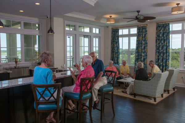 Senior Living Residents enjoying the Terrace at Bayshore on Hilton Head Island