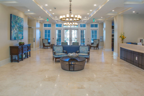 Lobby and Front Desk at Bayshore Independent & Assisted Living on Hilton Head Island