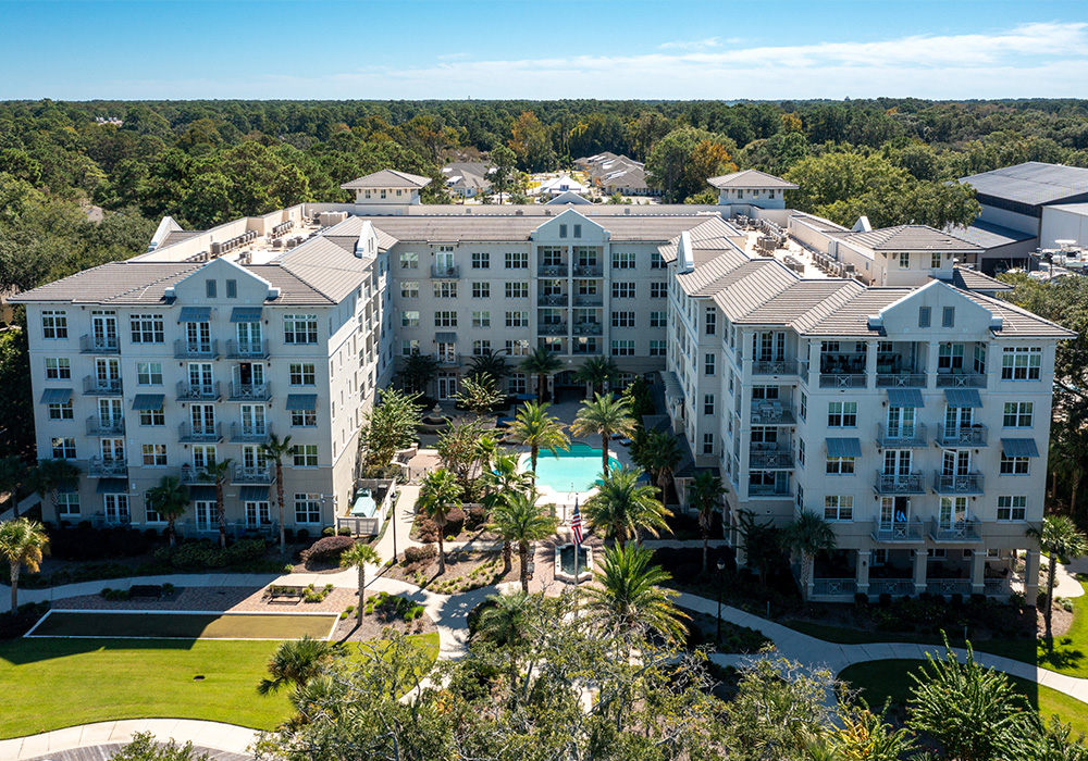 birds eye view of The Bayshore community