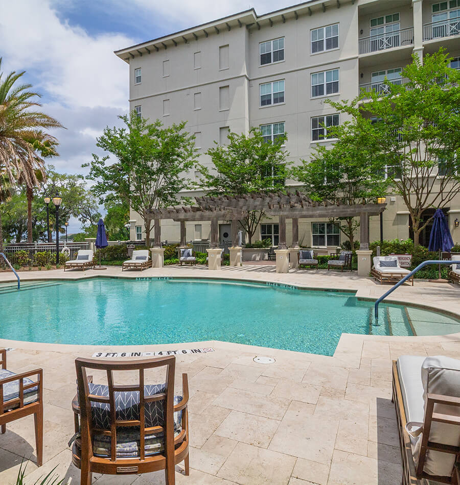 Outdoor pool in community courtyard